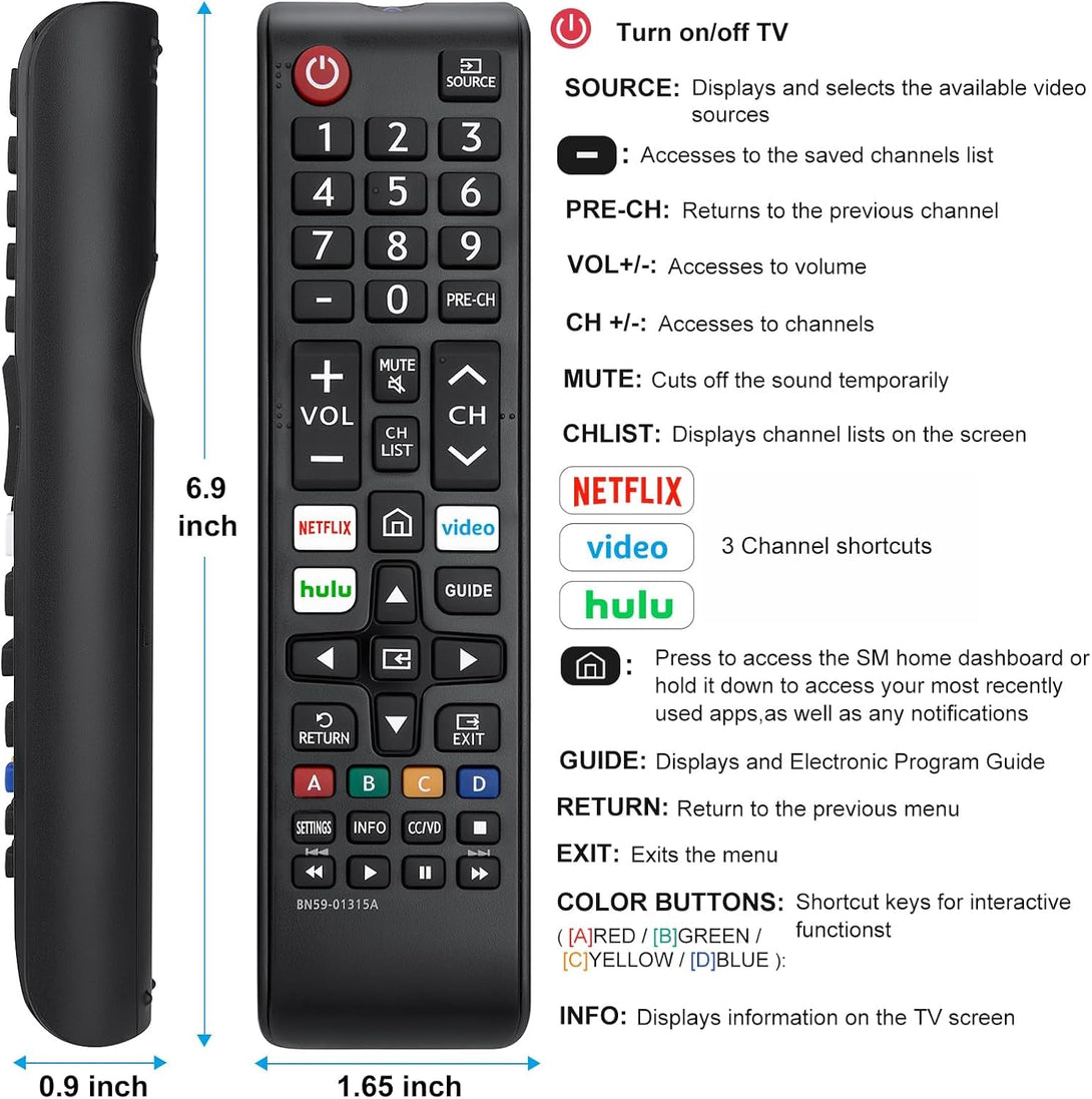 【Pack of 2】 New Universal Remote for All Samsung TV Remote, Replacement Compatible for All Samsung Smart TV, LED, LCD, HDTV, 3D, Series TV