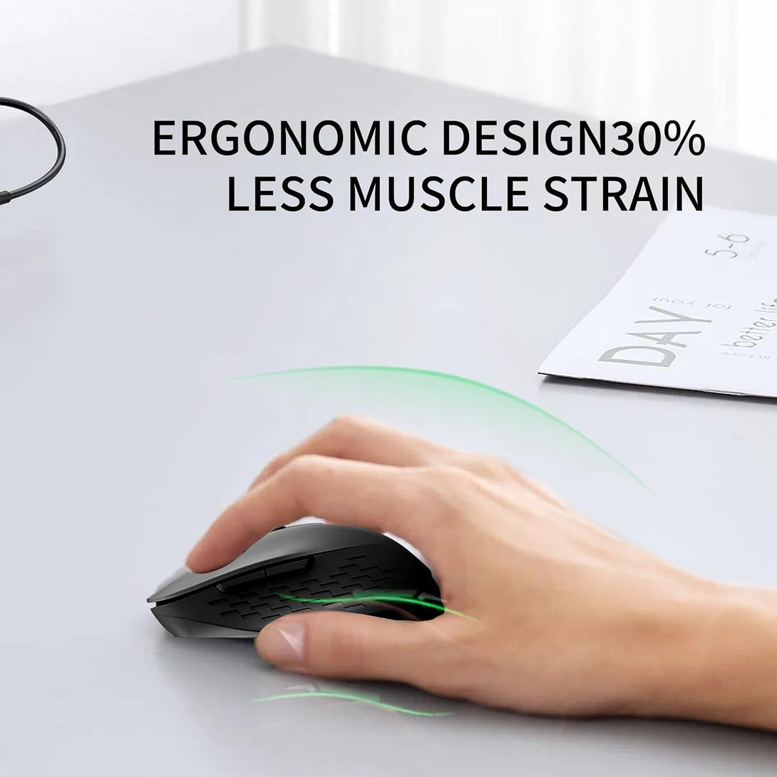 Wireless Mouse,2.4G USB Computer Mouse with 3-Level, Silent Quiet Click, Ergonomic, 6 Buttons Portable for Pc,Laptop,Chromebook,Mac - Black