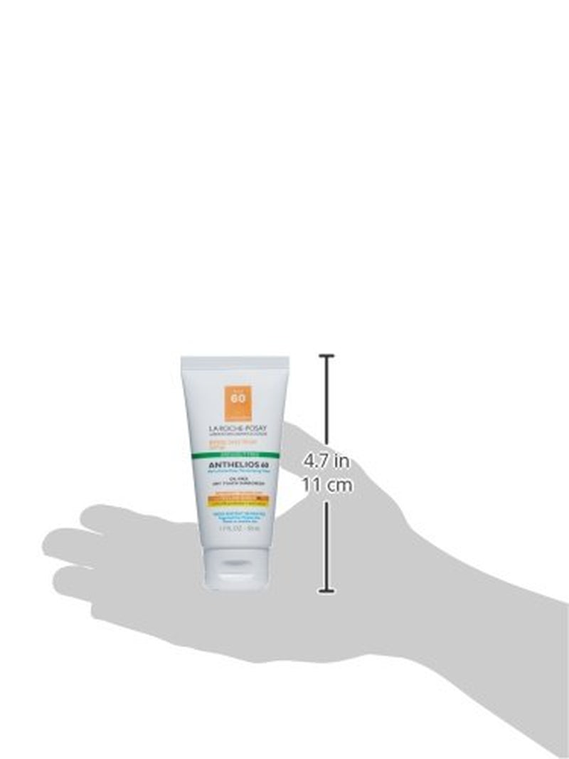 La Roche-Posay Anthelios Clear Skin Sunscreen Dry Touch SPF 60, Oil Free Sunscreen for Face, Oil Absorbing, Broad Spectrum SPF + Antioxidants, Non-Greasy, Oxybenzone Free, Travel Size
