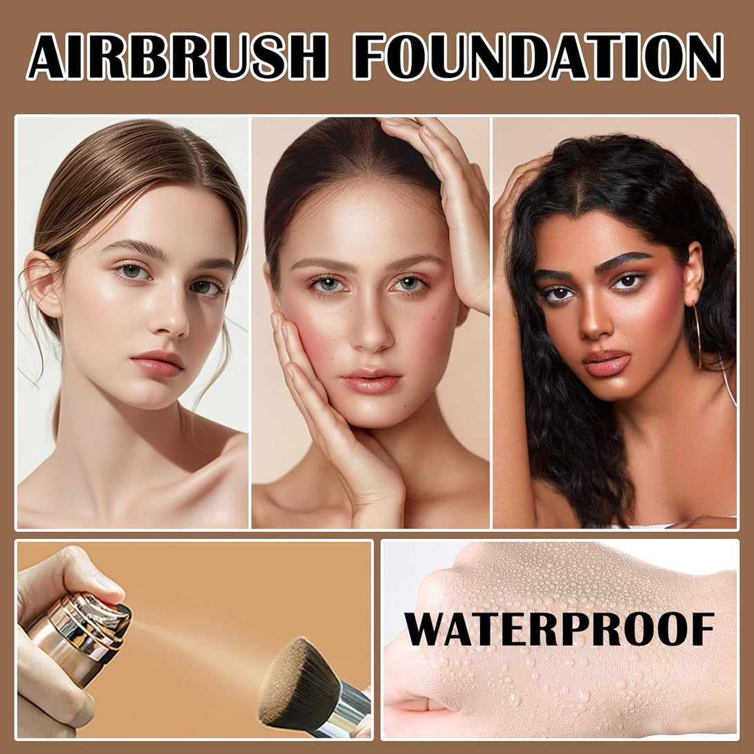 Airbrush Foundation Makeup Spray, Mini Travel Makeup,Silk Airbrush Flawless Setting Spray,Long-Lasting&Waterproof Foundation for Smooth Radiant Creamy Skin,Breathable Anti-Aging(02#Beige)