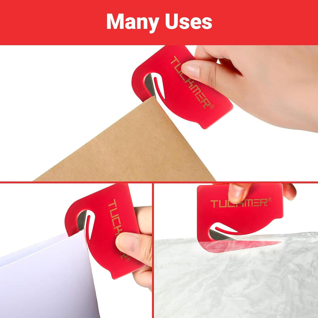 4 Pk Letter Opener Envelope Opener, Mail Cutter Slitter for Women, Men, Office, Home & Business Travelers - Mail Cutter with Safety Concealed Razor Blade and Guiding Tip for Perfect Cut - 4 Colors