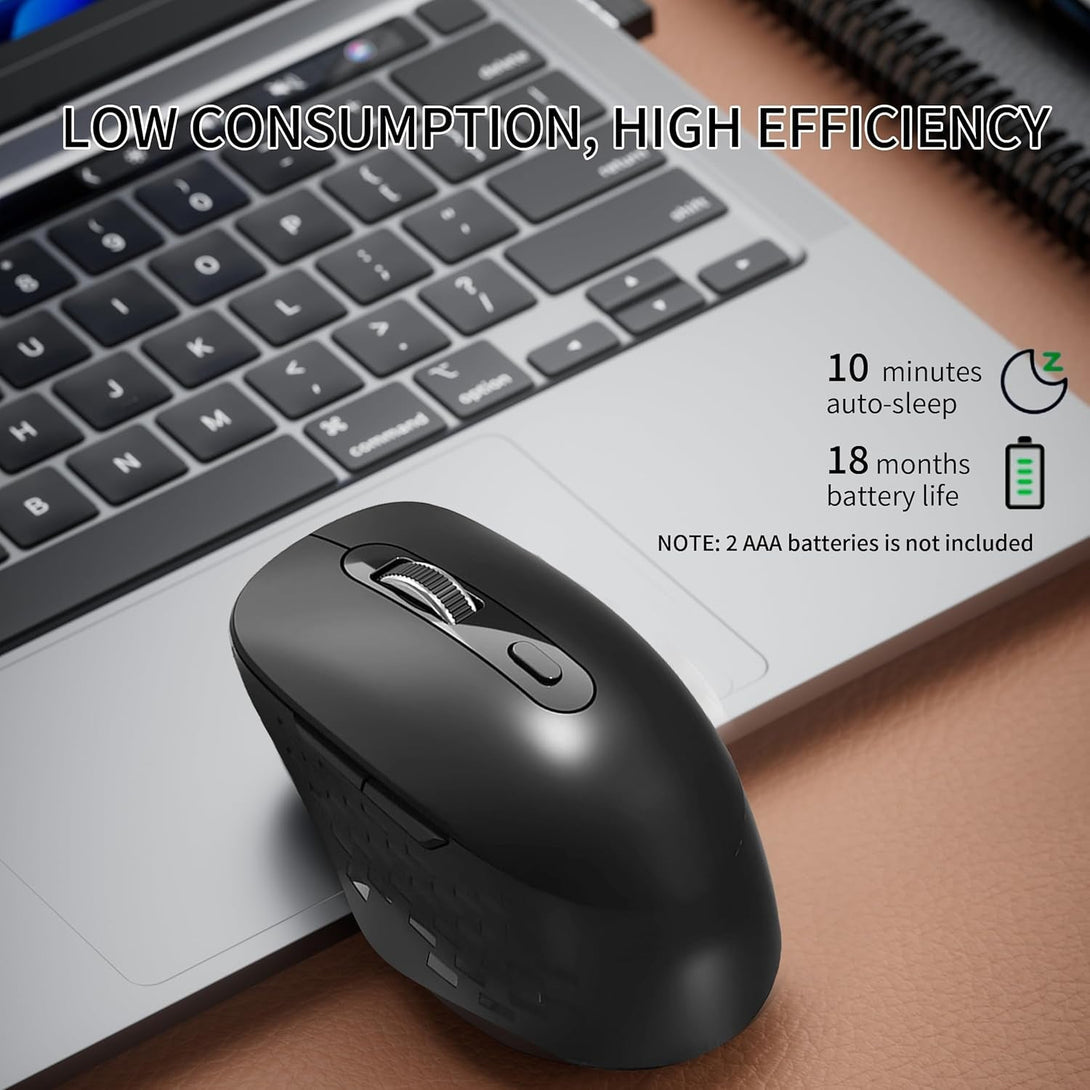 Wireless Mouse,2.4G USB Computer Mouse with 3-Level, Silent Quiet Click, Ergonomic, 6 Buttons Portable for Pc,Laptop,Chromebook,Mac - Black