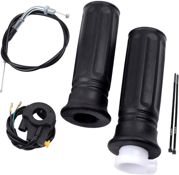 7/8" Twist Throttle Accelerator Handle Grips, 75" Throttle Cable with on off Switch for Mini Bike 49Cc 50Cc 80Cc 90Cc 110Cc 125Cc 212Cc Pit Bike Dirtbike Go Kart Zooma Stand up Gas Scooter