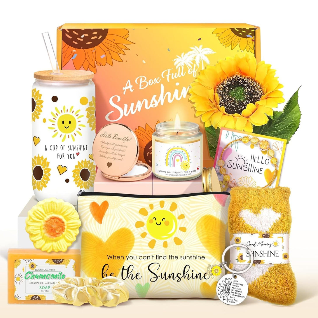 Birthday Gifts for Women, Sunflower Get Well Soon Gifts, Feel Better Gift Care Package for Women, Her, Sister, Mom, Best Friends, Surgery Recovery, Thinking of You Gift Basket