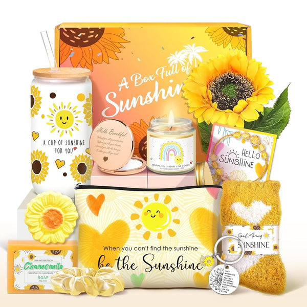 Birthday Gifts for Women, Sunflower Get Well Soon Gifts, Feel Better Gift Care Package for Women, Her, Sister, Mom, Best Friends, Surgery Recovery, Thinking of You Gift Basket