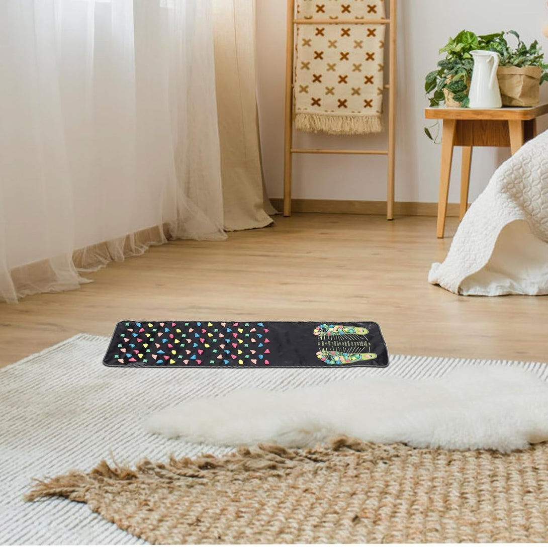 NOLITOY Foot Massage Mat, Pressure Point Massage Pad Reflexology Walk Stone Road anti Fatigue Standing Mat for Office Workers Students Elderly (45.59X13.36In)