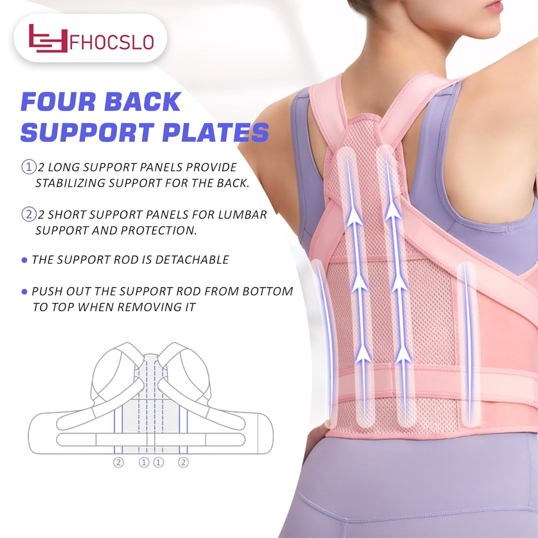 Back Brace Posture Corrector for Women and Men, Full Back Support Straps Straightener, Hunchback Improve Posture-Shoulder, Lumbar and Upper Lower Back Pain Relief (Pink, M)