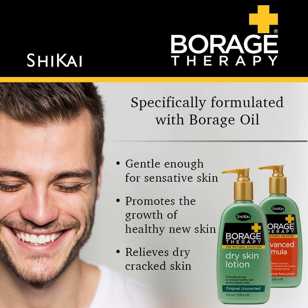 Shikai Borage Therapy Dry Skin Lotion Body Moisturizer (16 Oz) Unscented Skincare | Hydrating Lotion for Dry Hands & Body | with Oatmeal & Shea Butter