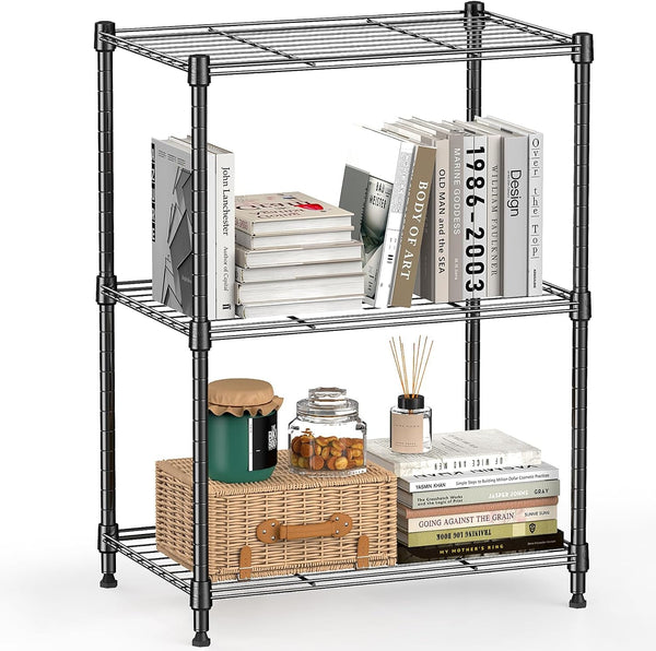 450 Lbs Steel Storage Shelving 3-Tier Utility Shelving Unit Steel Organizer Wire Rack for Home,Kitchen,Office (11.8" D X 17.7" W X 26.3" H)