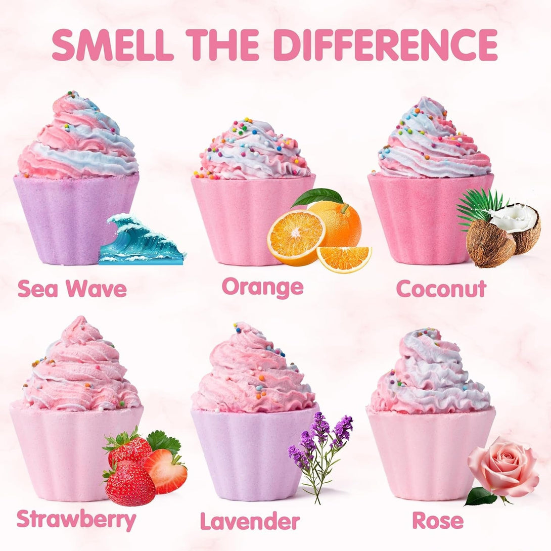 Beyumi Cupcake Bath Bombs Gift Set for Kids with Unicorn Squishy Stress Ball Toys inside Handmade Bath Bombs for Girls Women with Surprise inside Ideal Valentine Birthday Children'S Day Christmas Gift