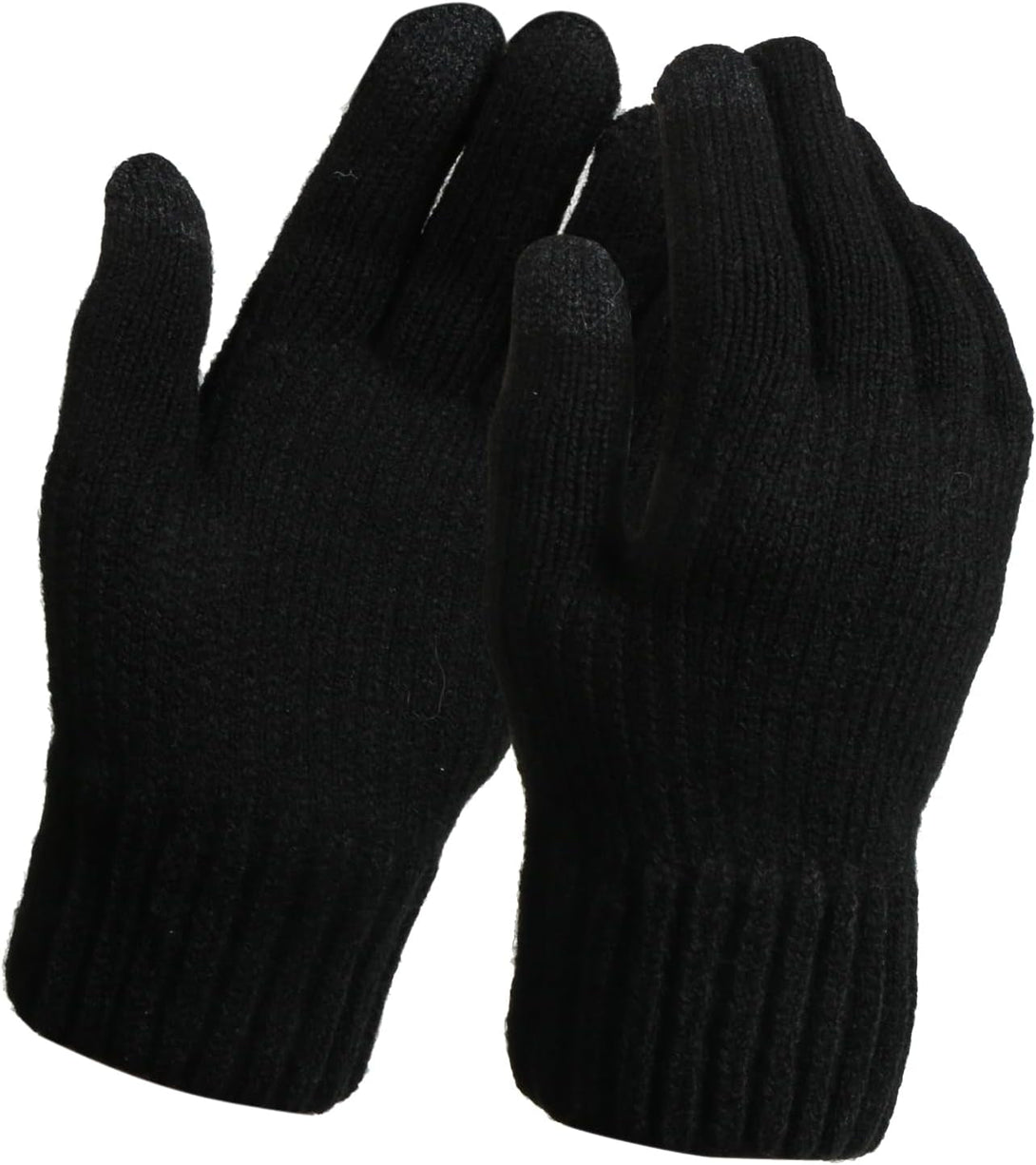 Men'S Winter Touchscreen Magic Gloves Warm Knit Fleece Lined for Cold Weather