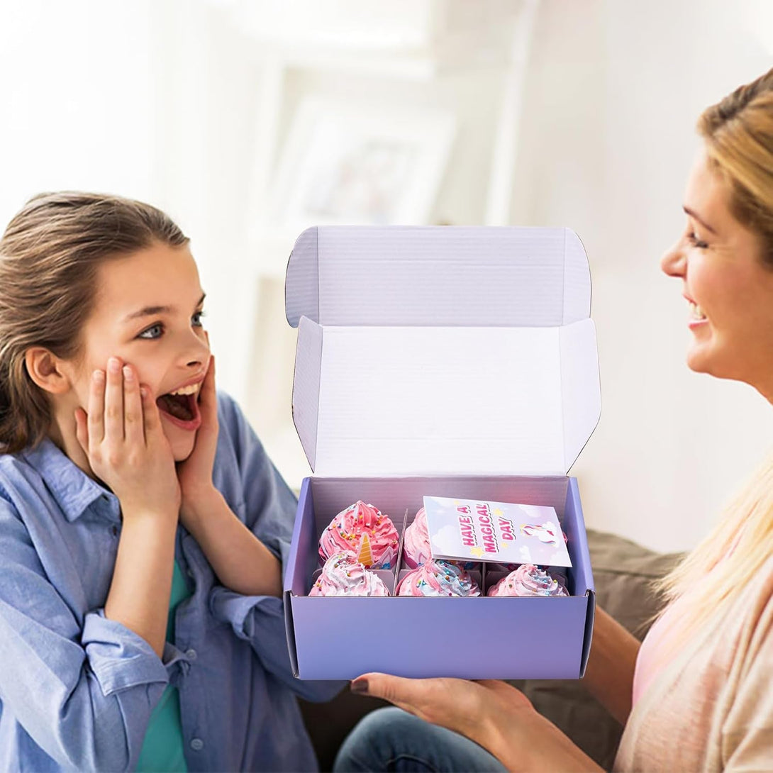 Beyumi Cupcake Bath Bombs Gift Set for Kids with Unicorn Squishy Stress Ball Toys inside Handmade Bath Bombs for Girls Women with Surprise inside Ideal Valentine Birthday Children'S Day Christmas Gift