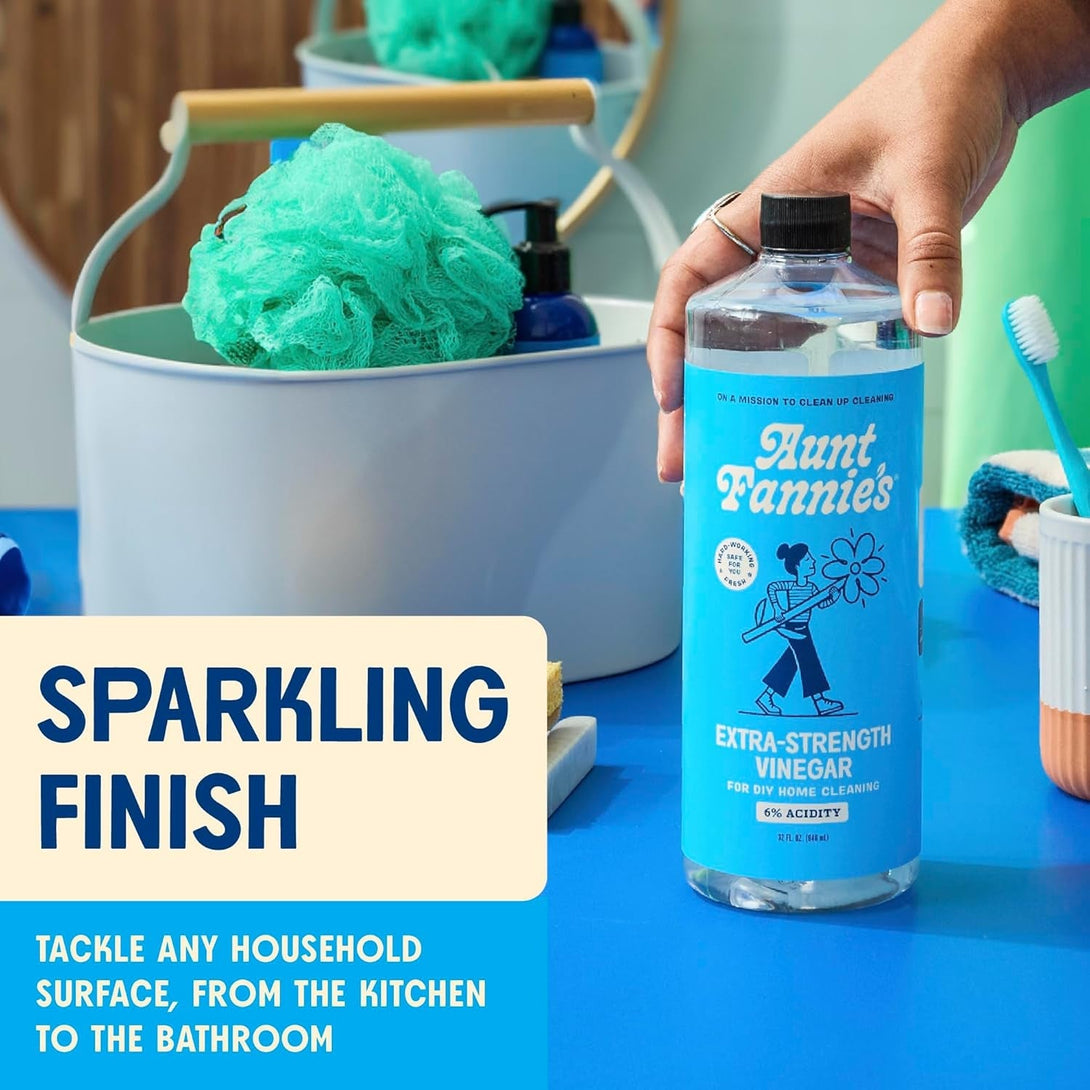 Aunt Fannie'S Extra Strength Cleaning Vinegar, 32 Ounce, Multipurpose Household Cleaner, No Added Scents, Dyes, or Other Additives, Pack of 1