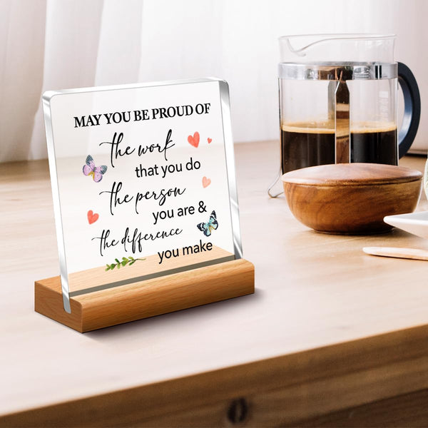 Little Reminders Desk Sign,Positive Sign Desk Decor for Office,You Are Awesome Sign Acrylic Plaque,Inspirational Gift for Women Friends Cheer up