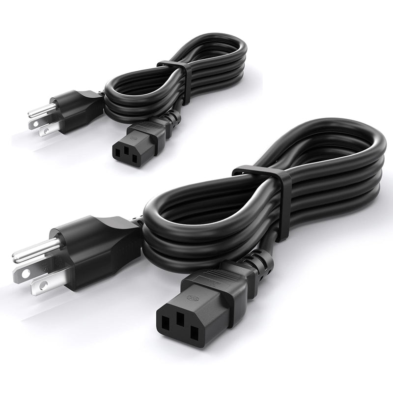 Computer Power Cord - 4FT, 3 Pack 3 Prong AC Power Cable Made for Dell, Samsung, LG, Sony & More Computer Monitors - NEMA 5-15P to IEC60320 C13,
