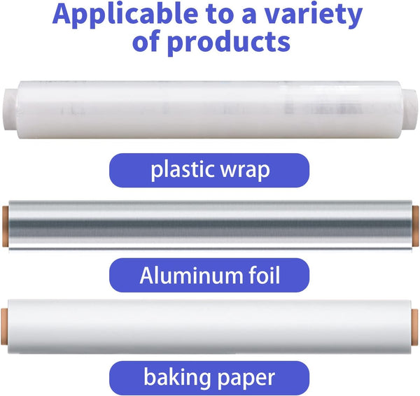 KAMMAK Plastic Wrap with Slide Cutter - 12 Inch Food Service Cling Film Roll - Clear Refillable Stretch Film - 1000 SQ FT Wrap - Bulk Quick Cut