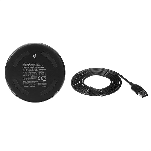 Amazon Basics 15W Qi Certified Wireless Phone Charger Pad, Fast Charging Pad for Iphone 16/15/14/13/12/11/X, Samsung and More, with USB Cable, Black