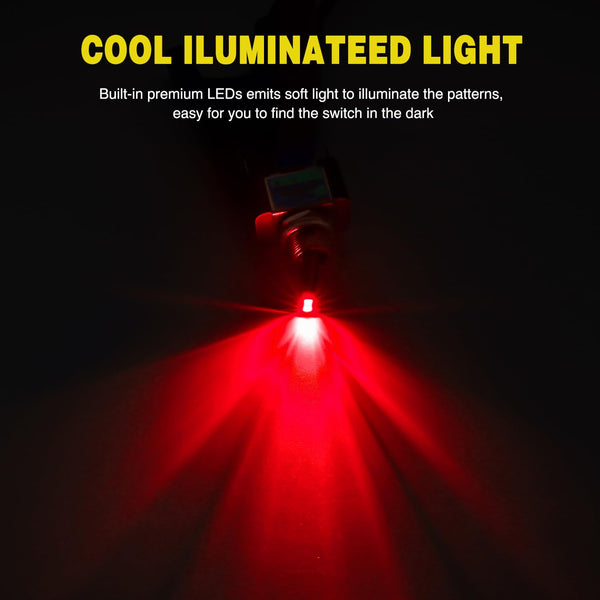 Nilight 5PCS LED Toggle Switch on off 12V 30A Red LED Lighted Metal Switches Heavy Duty SPST 3 Pin Rocker 12Mm Mounting Hole for Automotive Cars