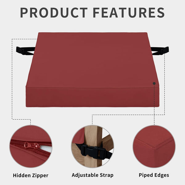 Easy-Going Waterproof Patio Seat Cushion Covers 22X20X4 Inch 2 Pack Replacement Non-Slip Outdoor Cushion Slipcover with Zipper and Adjustable