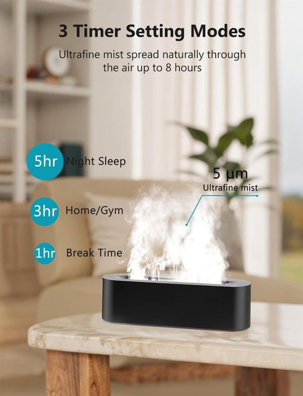 Flame Air Diffuser, Humidifier, Essential Oil Diffuser - 7 Colors, 180Ml Capacity (8 Hours), Noiseless Operation, Auto-Off Protection - Perfect