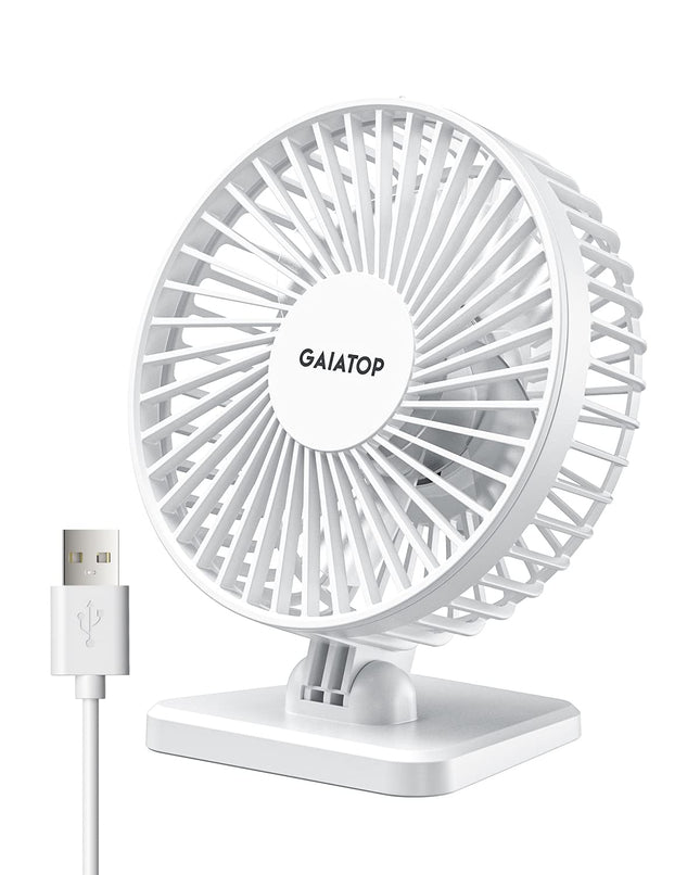 Gaiatop USB Desk Fan, Small but Powerful, Personal Portable Quiet 3 Speeds, Adjustable Mini Table Desktop Fan for Coolin