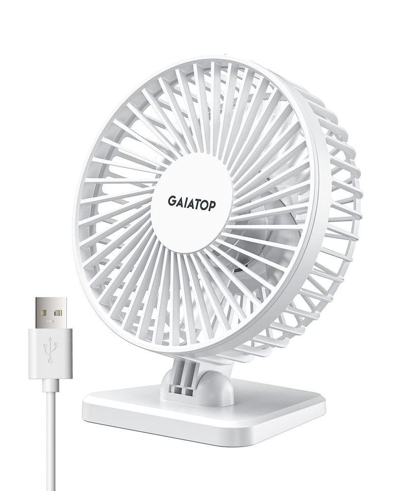 Gaiatop USB Desk Fan, Small but Powerful, Personal Portable Quiet 3 Speeds, Adjustable Mini Table Desktop Fan for Cooling Home Office Car Summer