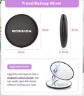 Wobsion Travel Compact Mirror,Portable 1X/10X LED Makeup Mirror with Magnification,Handheld 2-Sided Pocket Mirror, 3.5In Small Mirror for