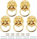 Mgoodoo 5Pcs Drawer Lion Head Pull Handle Knob Dresser Cabinet Pull Ring 1.97X3.54Inch Classical Antique Style Zinc Alloy Handle (Large|Gold)