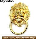 Mgoodoo 5Pcs Drawer Lion Head Pull Handle Knob Dresser Cabinet Pull Ring 1.97X3.54Inch Classical Antique Style Zinc Alloy Handle (Large|Gold)