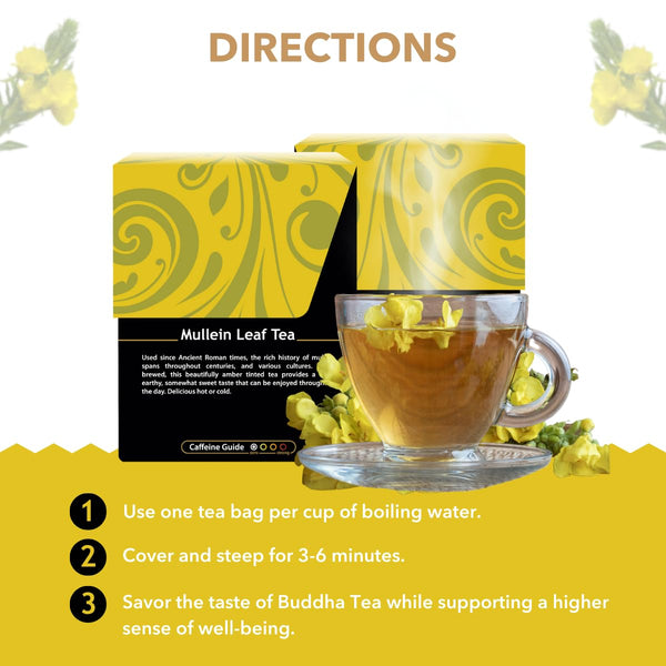 Buddha Teas - Mullein Leaf - Organic Herbal Tea - for Health & Wellbeing - with Antioxidants, Minerals & Vitamin C - Caffeine Free - 100% Kosher &