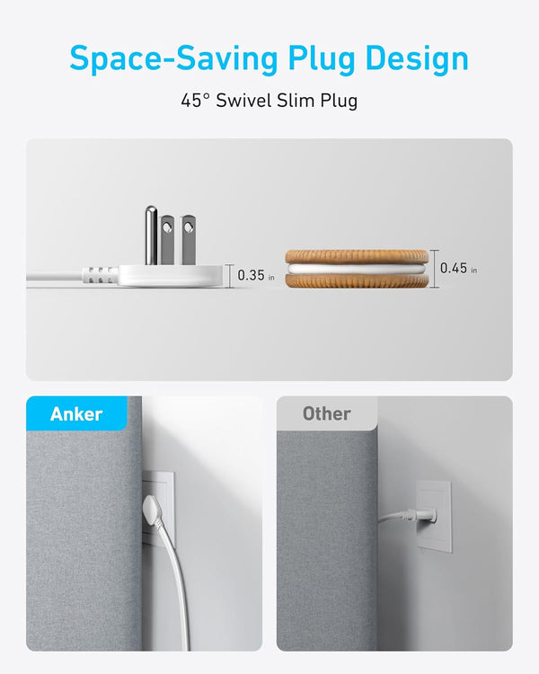 Anker Charging Station, 20W Max 8-In-1 USB-C Power Strip for Iphone 15/14 and Macbook Air/Pro, 5 Ft Thin Cord with 4 AC, 2 USB-A, and 2 USB-C