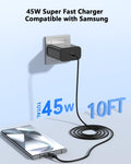 45W Super Fast Charger Type C with 10FT USB C Charger for Sam-Sung Galaxy S25 Ultra/Galaxy S24/S23 Ultra/S24/S24/S23/S22 Note S10/S9/S8, Galaxy