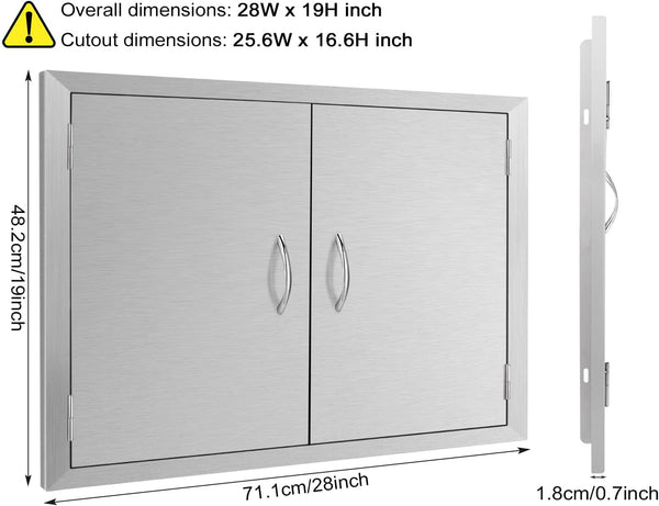 Seeutek Outdoor Kitchen Doors BBQ Access Door 31W X 24H Inch - Stainless Steel Double Wall Construction Vertical Door for Outdoor Kitchen Grilling