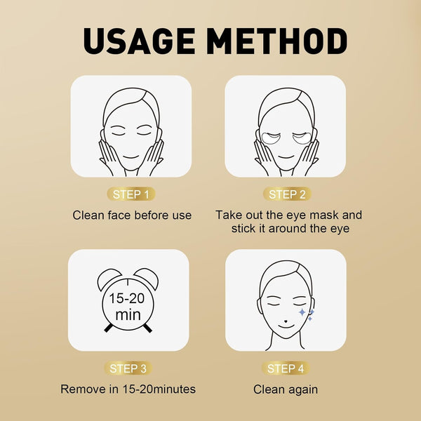 CHMI under Eye Patches (100 Pairs) - 24K Gold Eye Patches for Puffy Eyes, Dark Circles, Eye Bags and Wrinkles, Collagen Skin Care Products, Beauty