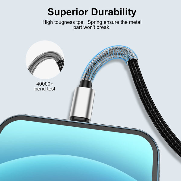 Cabepow 15 FT Extra Long Iphone Charger Cord,[Apple Mfi Certified] Long Apple Lightning Cable 5M,2.4A Nylon Braided Iphone Fast Charging Cord for