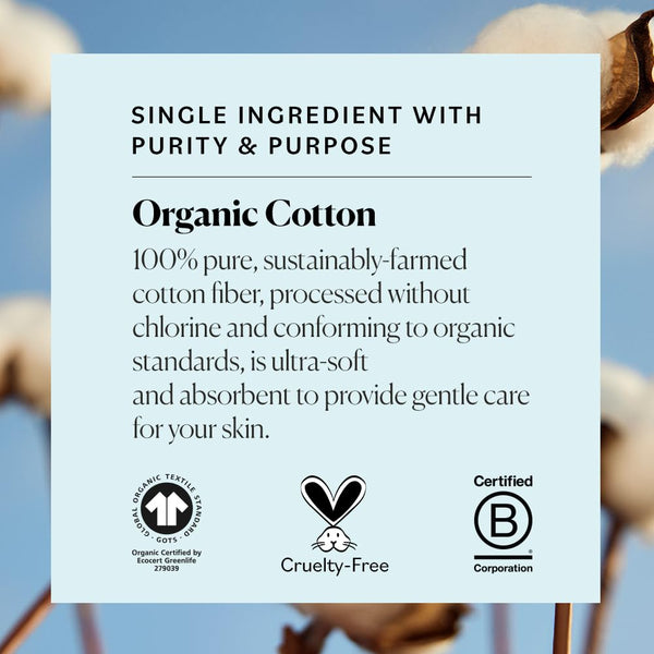 Sky Organics Organic Jumbo Cotton Balls for Sensitive Skin, 100% Pure Organic Cotton Sustainably Grown, Chlorine Free, Hypoallergenic, Ultra-Soft