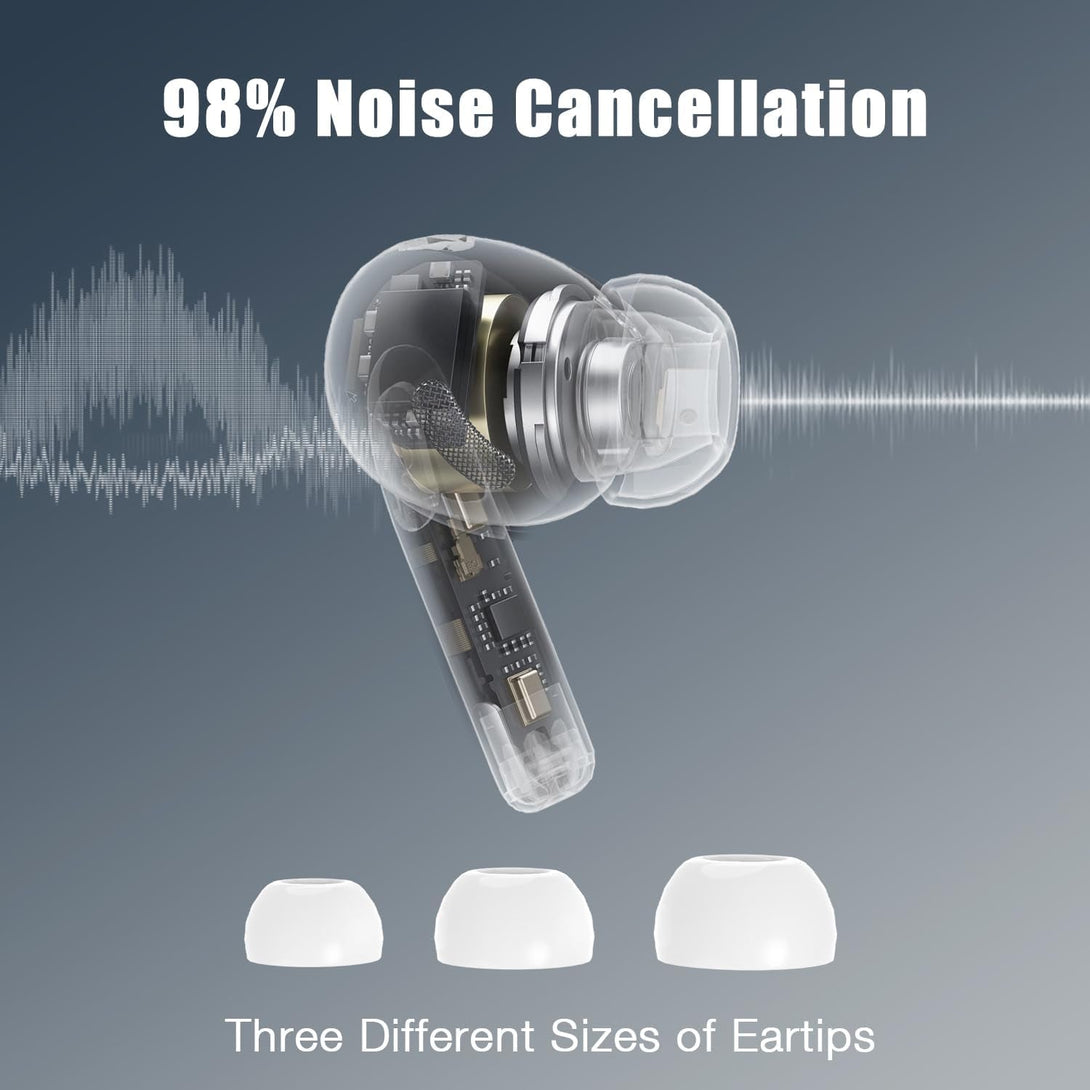 Wireless Bluetooth Ear Buds Noise Cancelling Smart Earbuds with Touch Screen Mic Deep Bass Stereo in Ear Headphones for Android Phones Working Out Gaming