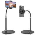 Cell Phone Stand, Adjustable Height & Angle Gooseneck Stand for Desk Flexible Arm Universal Holder, Aluminum Alloy Desktop Recording Compatible