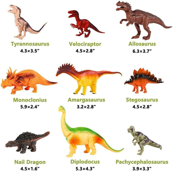 Kids Dinosaur Figures Toys, 7 Inch 12 Pack Jumbo Plastic Dinosaur Playset, STEM Educational Realistic Dinosaurs Figurine for Boys Girls Toddlers