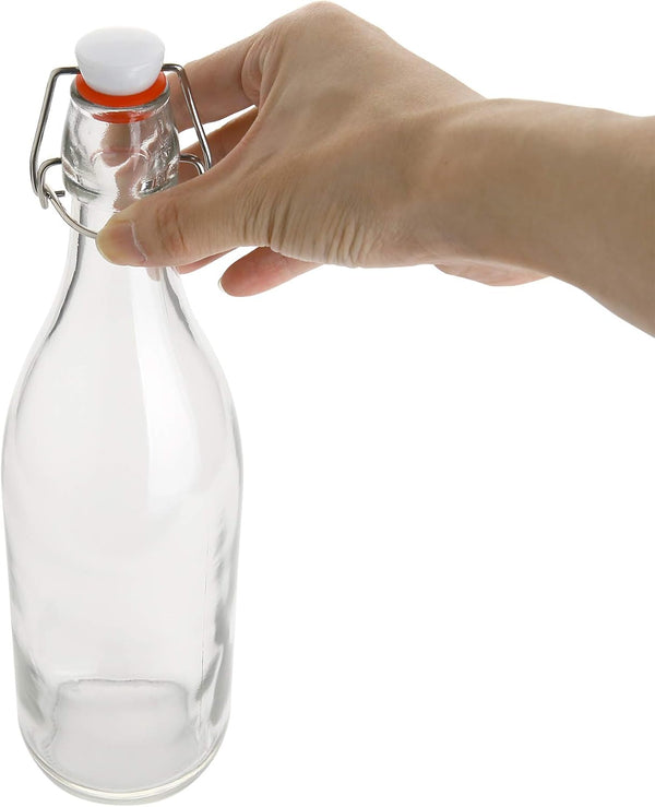 AYL Flip Top Glass Bottle [1 Liter / 33 Fl. Oz.] [Pack of 4] â Swing Brewing Bottle with Stopper for Beverages, Oil, Vinegar, Kombucha, Water,