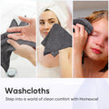HOMEXCEL Microfiber Washcloths 12 Pack, Highly Absorbent and Soft Face Towel, Multi-Purpose Grey Wash Cloths for Bathroom, Hotel, Spa, Gym, and