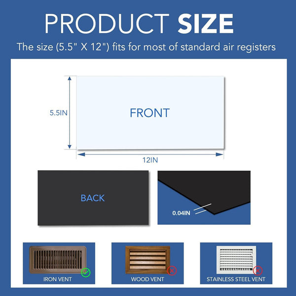 DIYMAG 8Pack Strong Magnetic Vent Covers, Vent Covers for Home Floor Standard Air Registers, 5.5 Inch X 12 Inch Air Vent Covers for Floor Wall and