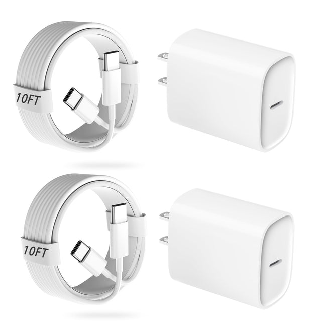 Iphone 16 15 Pro Charger Fast Charging, 20W USB C Fast Charger Block with 10Ft Long Type C Chargers Fast Charging Cable 