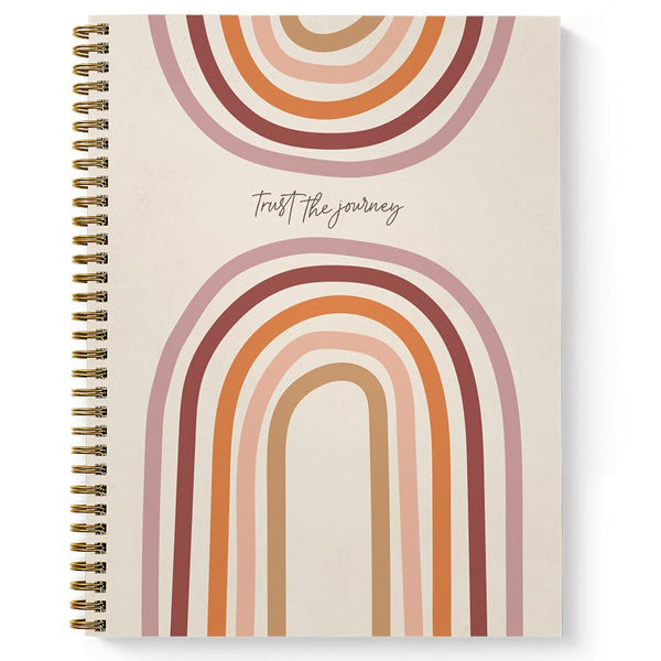 Softcover Trust the Journey 8.5" X 11" Motivational Spiral Health Journal/Notebook, 120 Daily Wellness Tracker Pages, Durable Gloss Laminated
