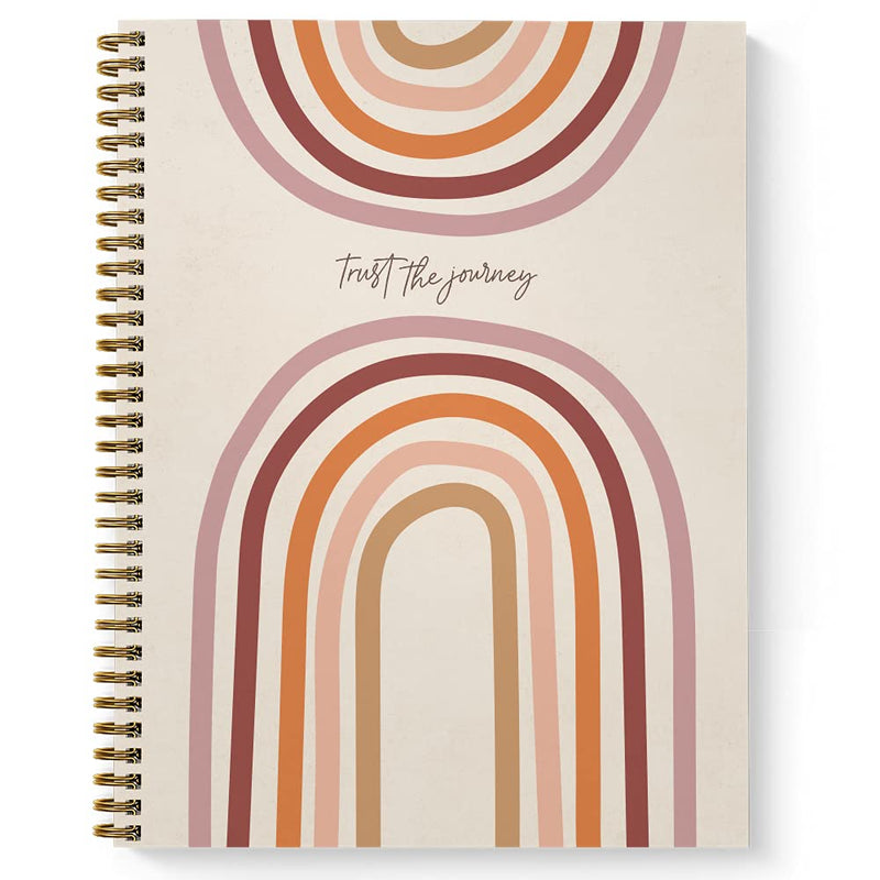 Softcover Trust the Journey 8.5" X 11" Motivational Spiral Health Journal/Notebook, 120 Daily Wellness Tracker Pages, Durable Gloss Laminated