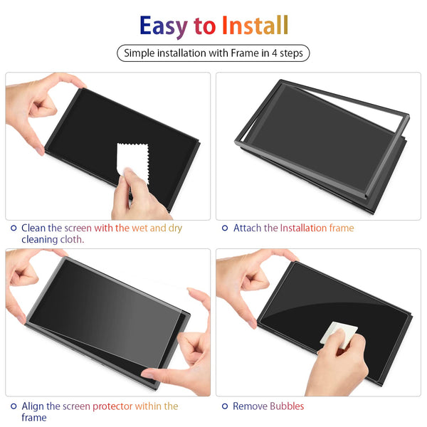 [4 Pack] Daydayup Tempered Glass Screen Protector Compatible with Nintendo Switch OLED Model 2021 - with [Alignment Frame] Transparent HD Clear