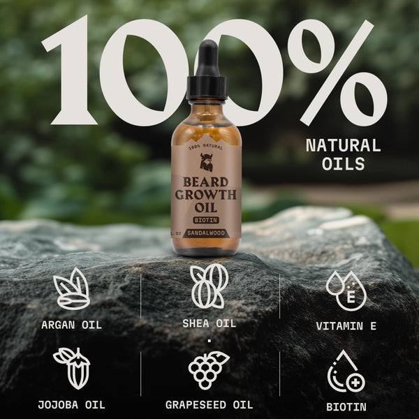 Striking Viking Beard Growth Oil with Biotin - 2 Fl Oz, 1 Pack, Sandalwood - Thickening, Conditioning Biotin Beard Growth Serum for Men with Argan