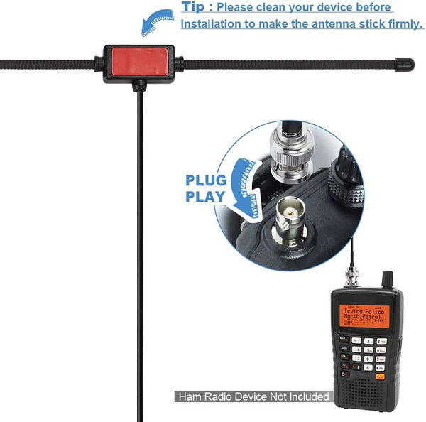 Bingfu 20-1300Mhz Adhesive Mount BNC Male Dipole Antenna Vehicle Ham Radio Amateur Radio Mobile Antenna Compatible with Uniden Bearcat Whistler