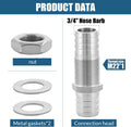 Enoch'S Land 3/4" Hose Barb Thru-Bulk Bulkhead Fitting,304 Stainless Steel Straight Hex Union Fitting for Air Water Fuel