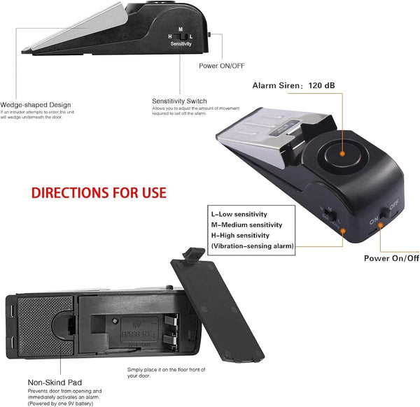 Portable Door Lock & Door Stop Alarm Set, Dual Protection Home Security Door Kit, Travel Hotel Lock Devices Pocket Self Defensey Tools for